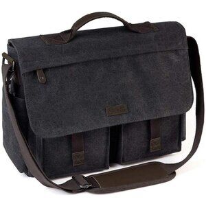 Messenger Bag for Men,Vintage Water Resistant Canvas Satchel, Laptop Briefcase
